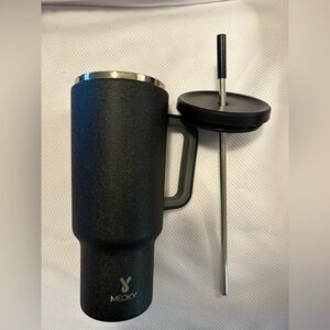 MEOKY Black Stainless Travel Tumbler with Lid & Straw